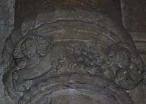 Detail of Angel's frieze holding phylacteries